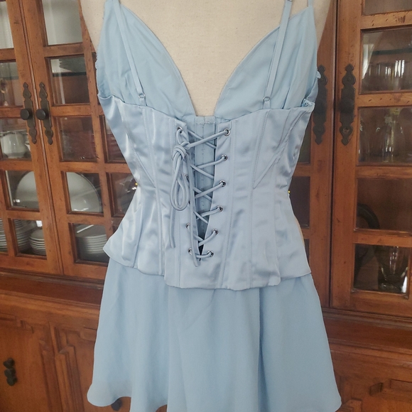 *Sold**Princess Polly Sky Blue Corset Mini Dress-prom - Picture 4 of 10